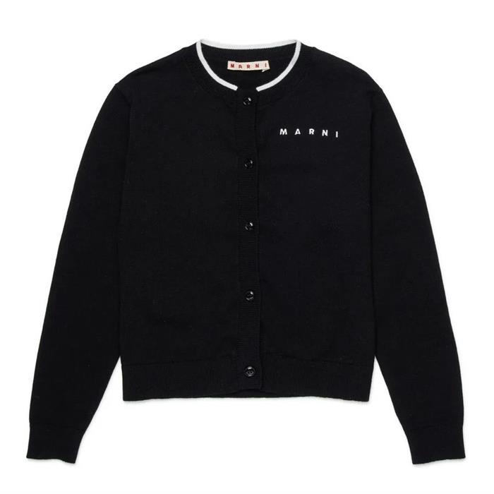 MARNI 마르니  KIDS 블랙 로고 자수 카디건 M01740 M00X2 0M900