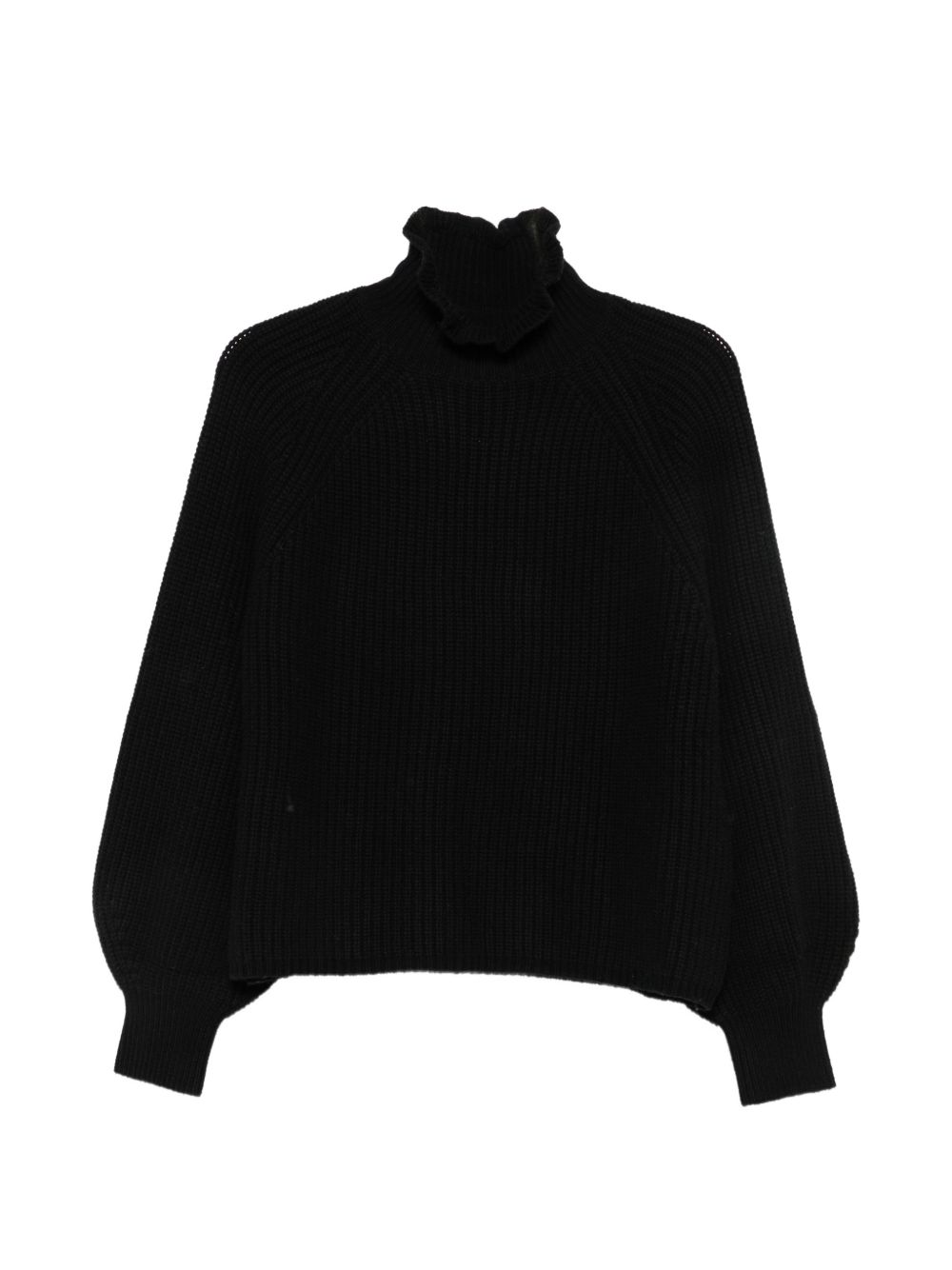 MAXMARA 리브 니트 하이넥 블라우스