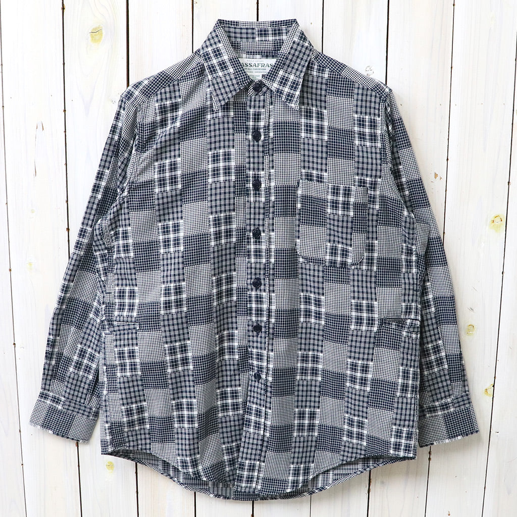 SASSAFRAS 휠 바로우 셔츠 랜덤 패치워크 체크