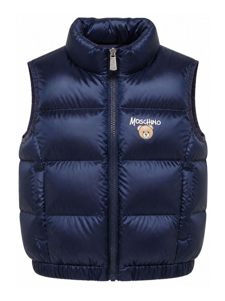Moschino Kids 테디베어 집업 퀼팅 조끼