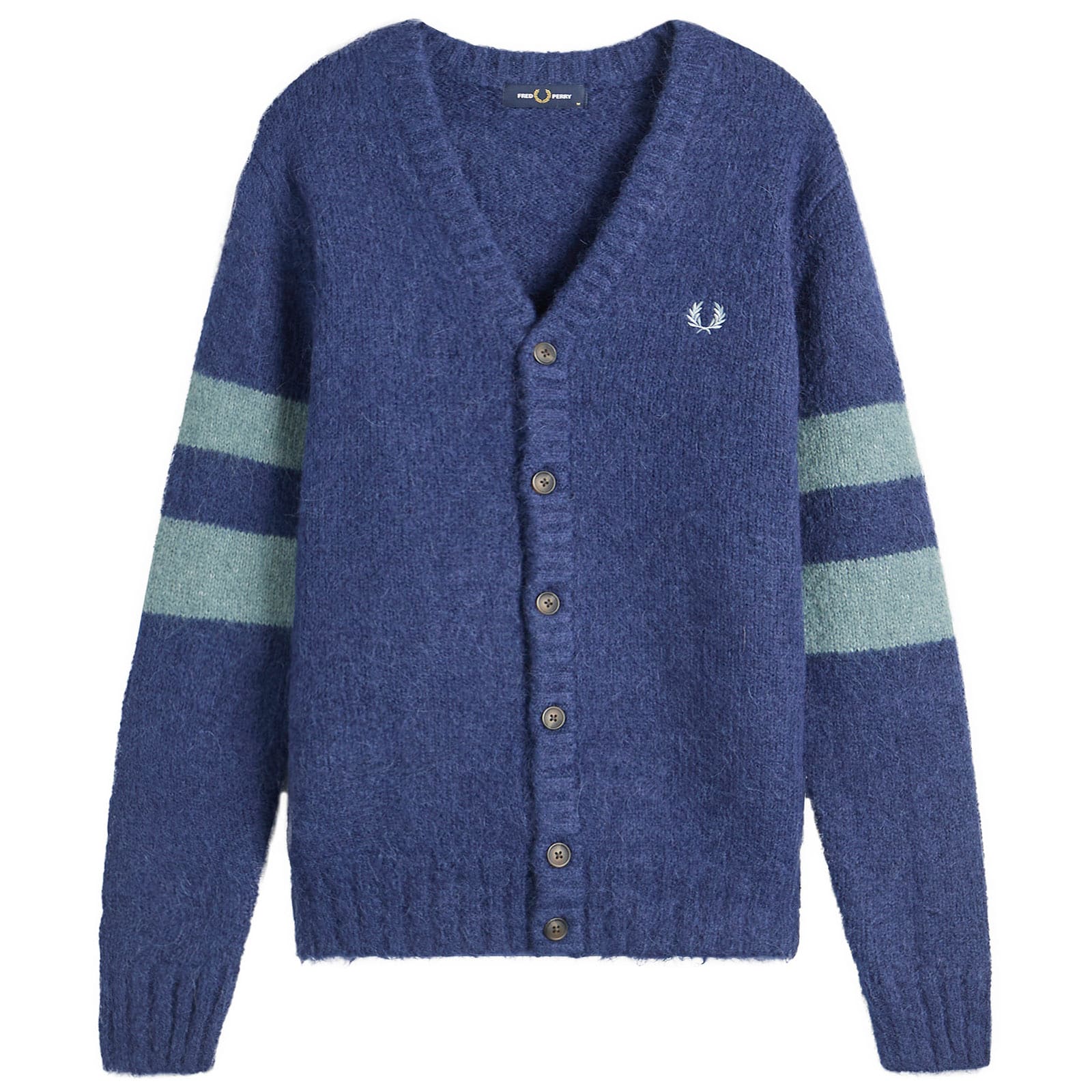 Fred Perry 청키 팁 소매 알파카 가디건
