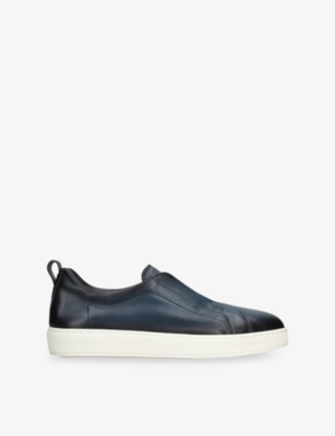 SANTONI 빅토리 언라인드 가죽 트레이너