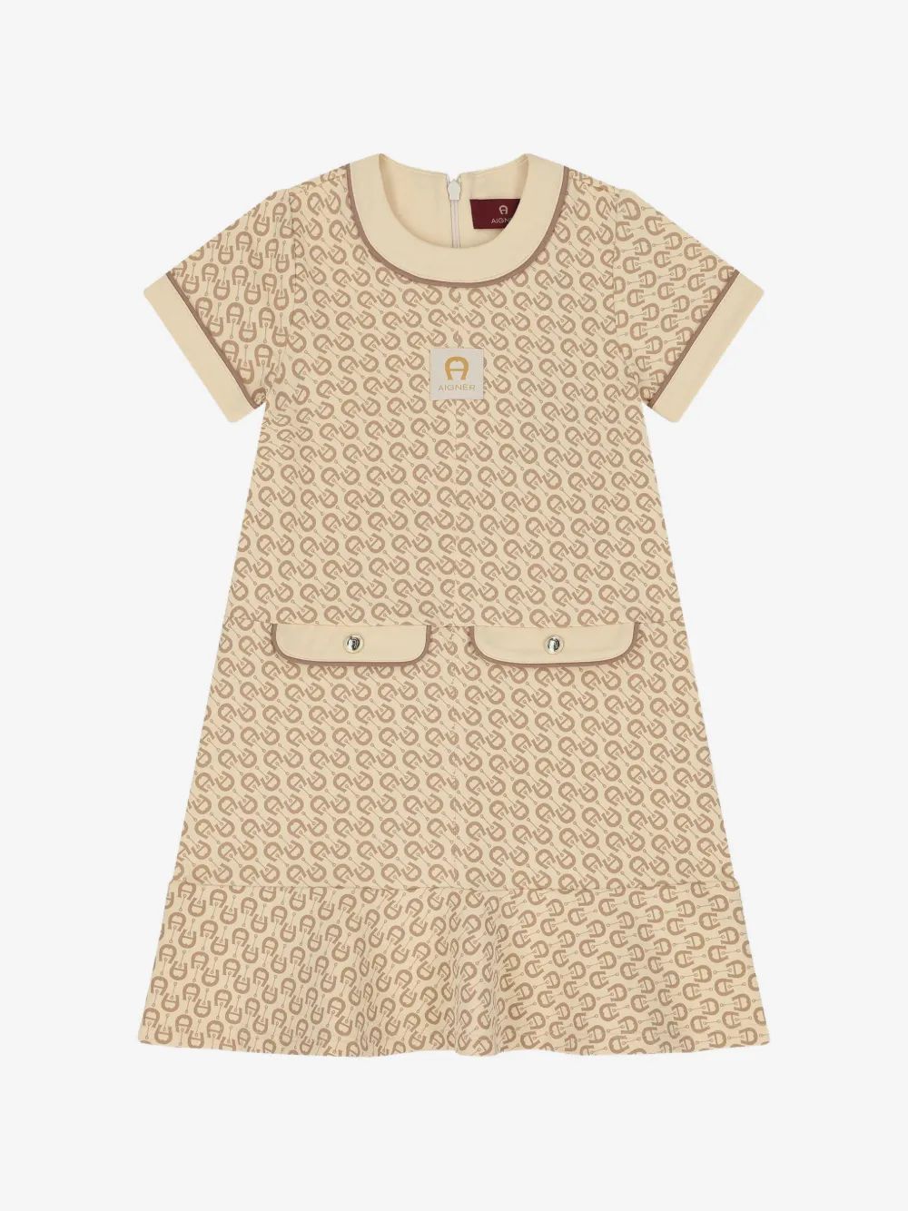 Aigner Kids 모노그램 프린트 러플 원피스