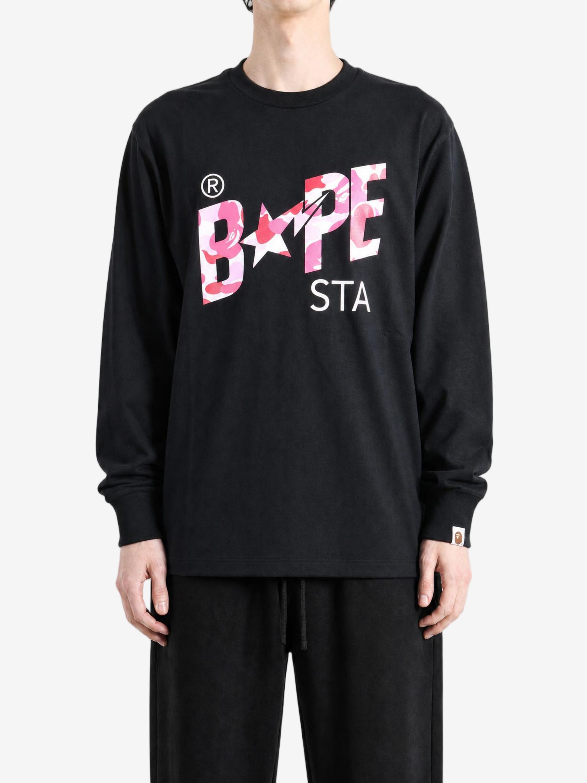 Bape 남성 ABC 카모 스타 롱슬리브 티