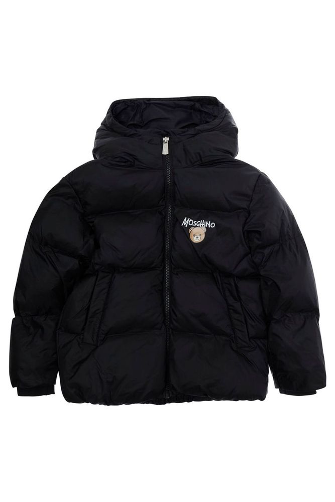 Moschino Kids 후드 로고 다운 자켓