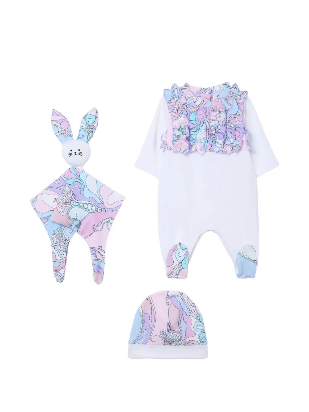 PUCCI KIDS 오르키데이 프린트 러플 베이비그로우 세트