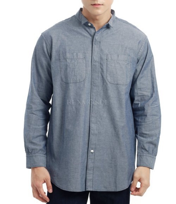 Engineered Garments 엔지니어드 가먼츠 윙 카라 셔츠 B 인디고 코튼 샴 24F1A031 PS053 ZT194