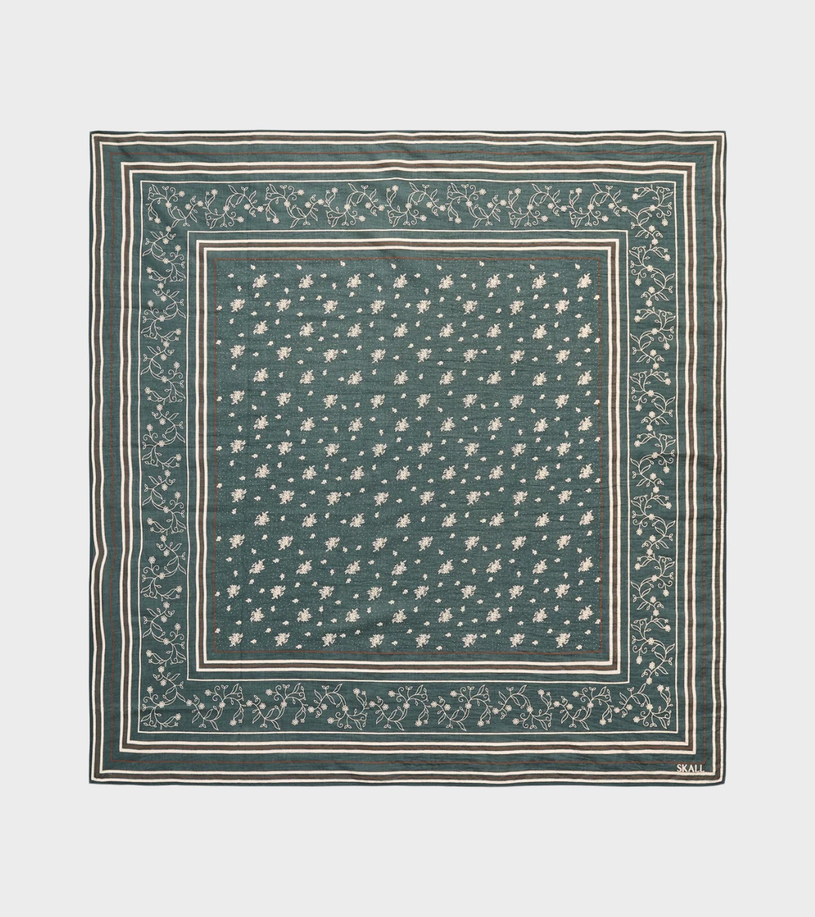 SKALL STUDIO 대형 스카프 90x90 다크 그린/브라운