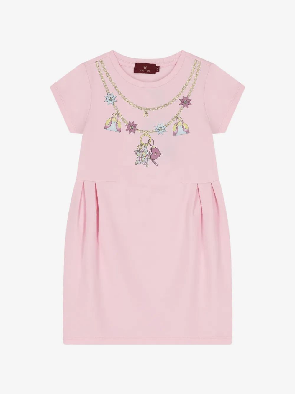Aigner Kids 그래픽 프린트 플리츠 원피스