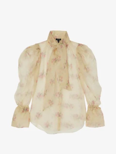 Marc Jacobs 플로럴 오간자 퍼프 블라우스