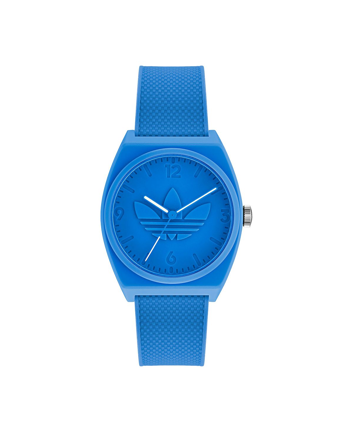 ADIDAS 유니섹스 쓰리 핸드 프로젝트 투 블루 레진 스트랩 시계 38mm