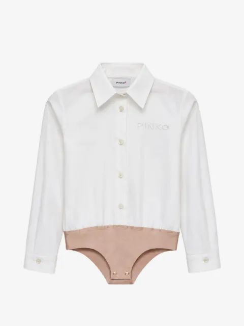 Pinko Kids 로고 자수 바디수트 셔츠