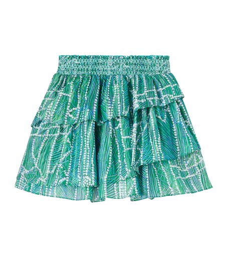 Poupette St Barth Kids 리라스 프린트 러플 코튼 블렌드 스커트