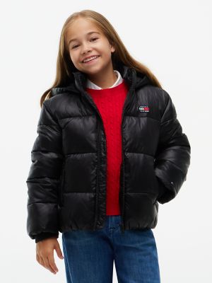 TOMMY HILFIGER 키즈 샤이니 후드 퍼프 자켓