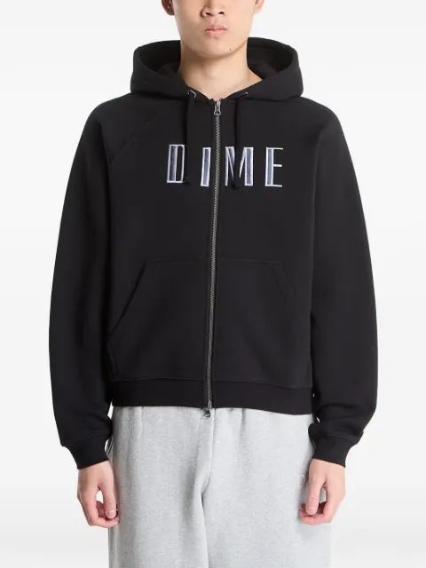 Dime 로고 자수 집업 후드티