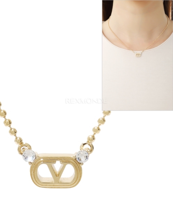 VALENTINO 발렌티노 오발렛 메탈 스와로브스키 크리스탈 네크 9W2J0BG2 YCW 9MN