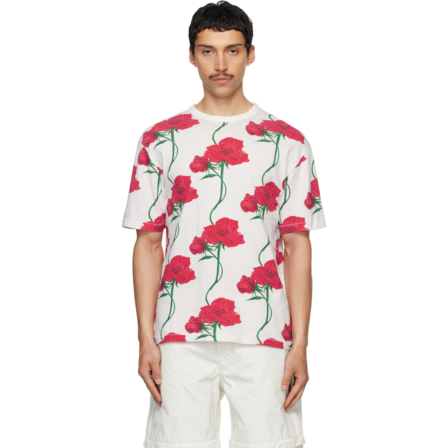 KENZO 오프 화이트 파리 아카이브 로즈 티셔츠