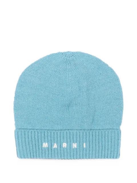 Marni Kids 로고 자수 니트 비니