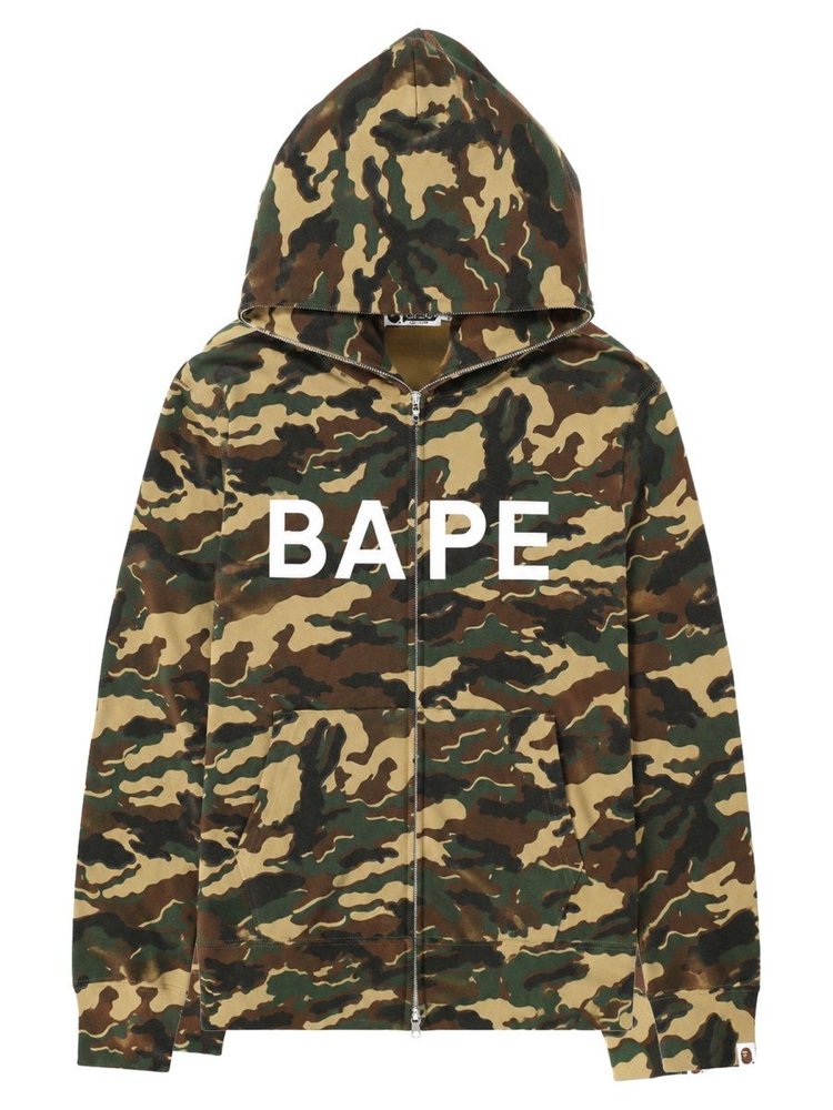 AAPE by A Bathing Ape 로고 프린트 집업 후드티