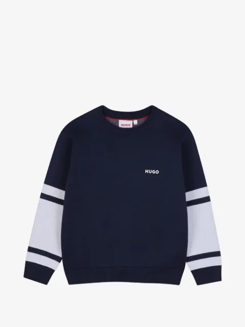 HUGO Kids 로고 프린트 스트라이프 소매 맨투맨