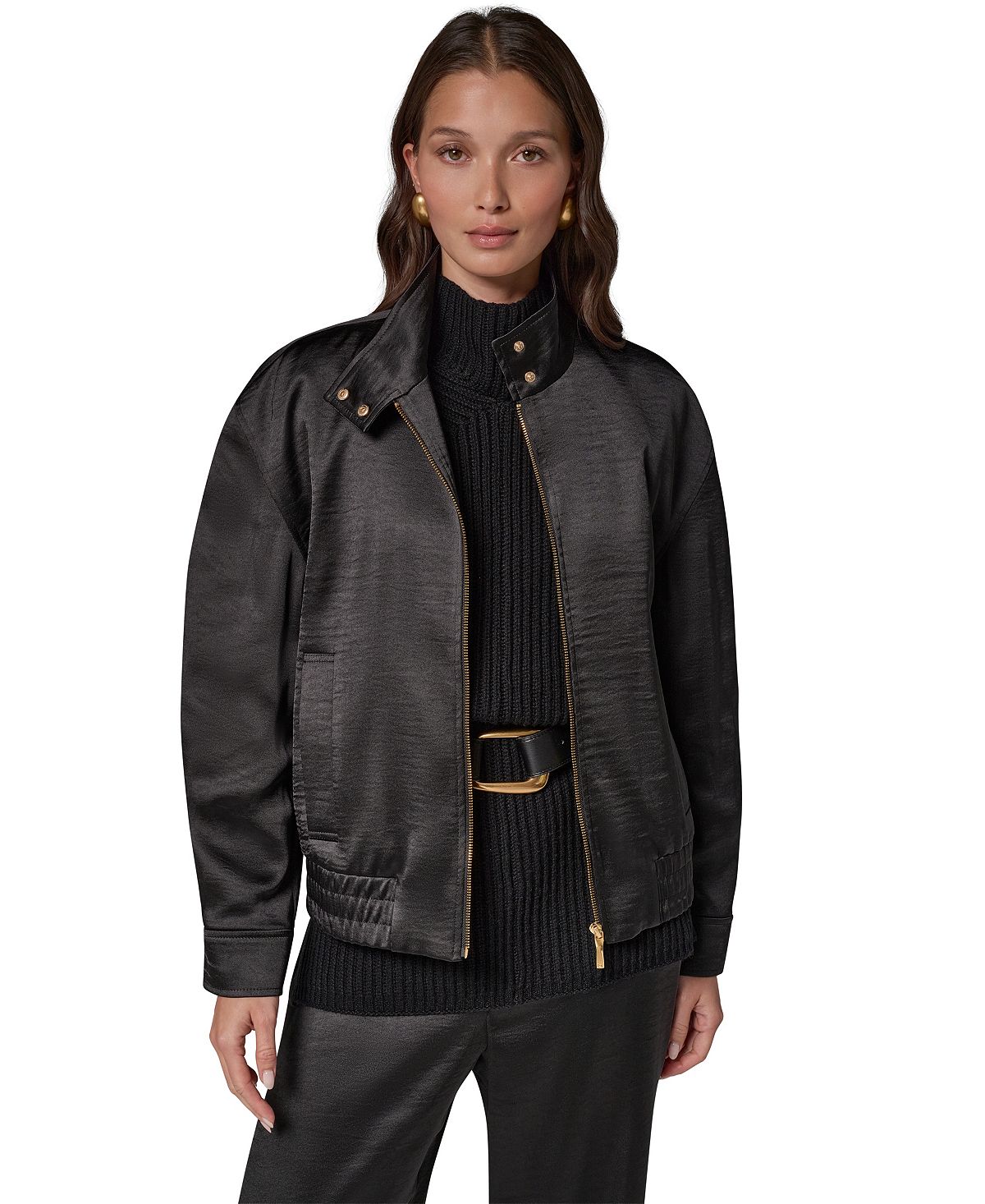 Donna Karan/ DK  여성 드롭 숄더 새틴 자켓