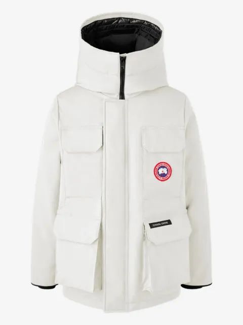 Canada Goose Kids 후드 로고 패치 코트