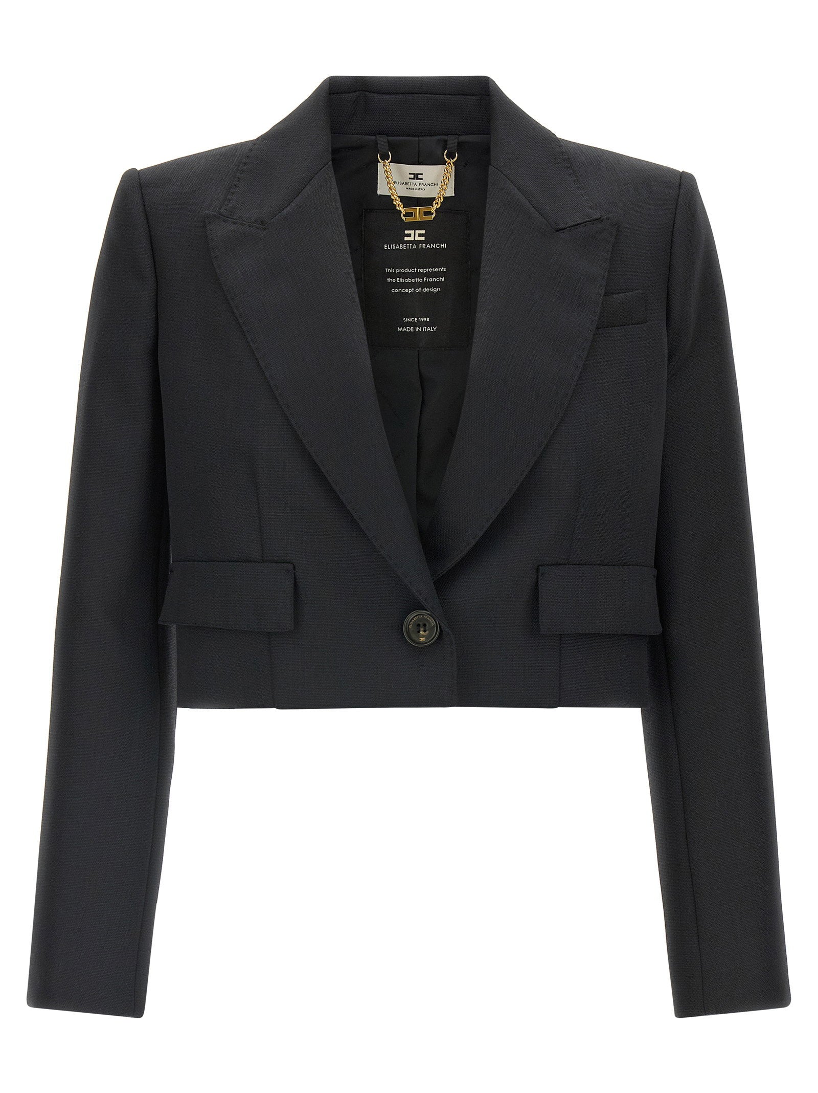ELISABETTA FRANCHI 크롭드 버진 울 블레이저