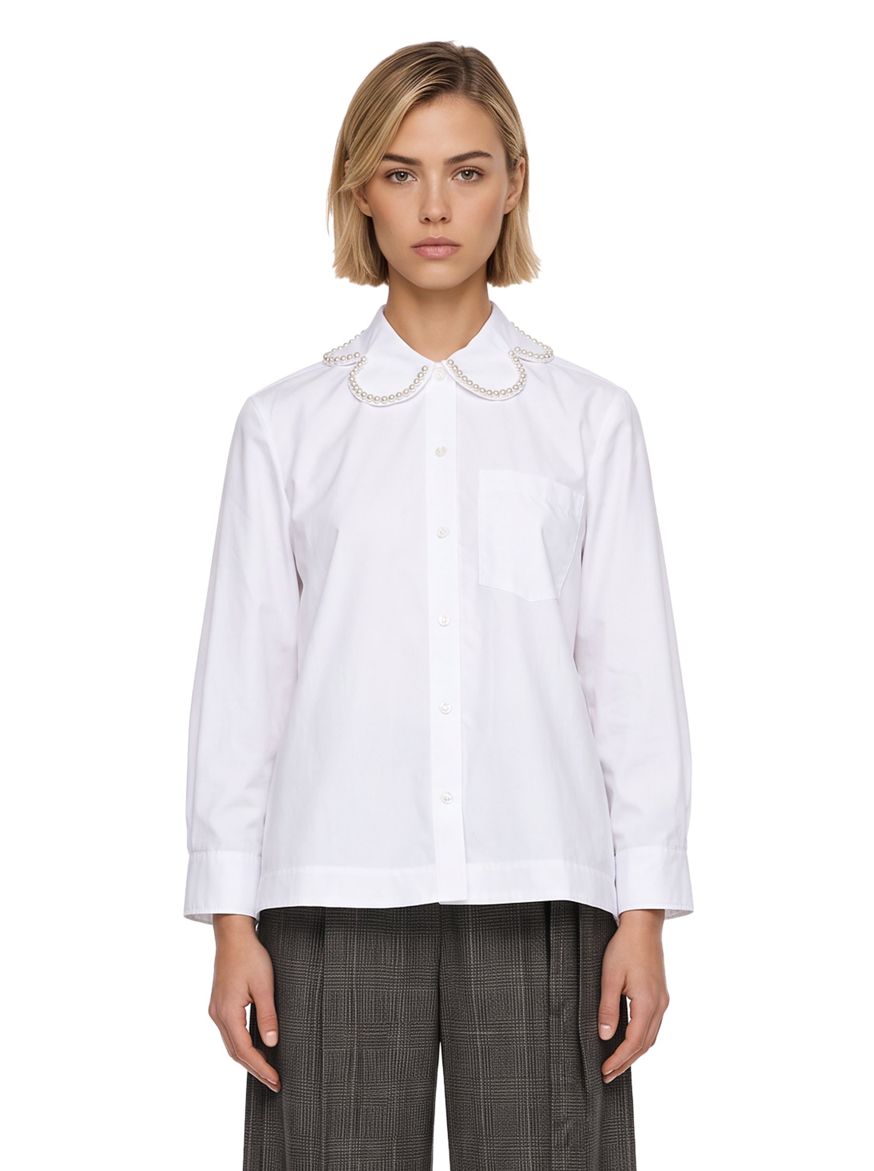 Simone Rocha 진주 장식 화이트 셔츠