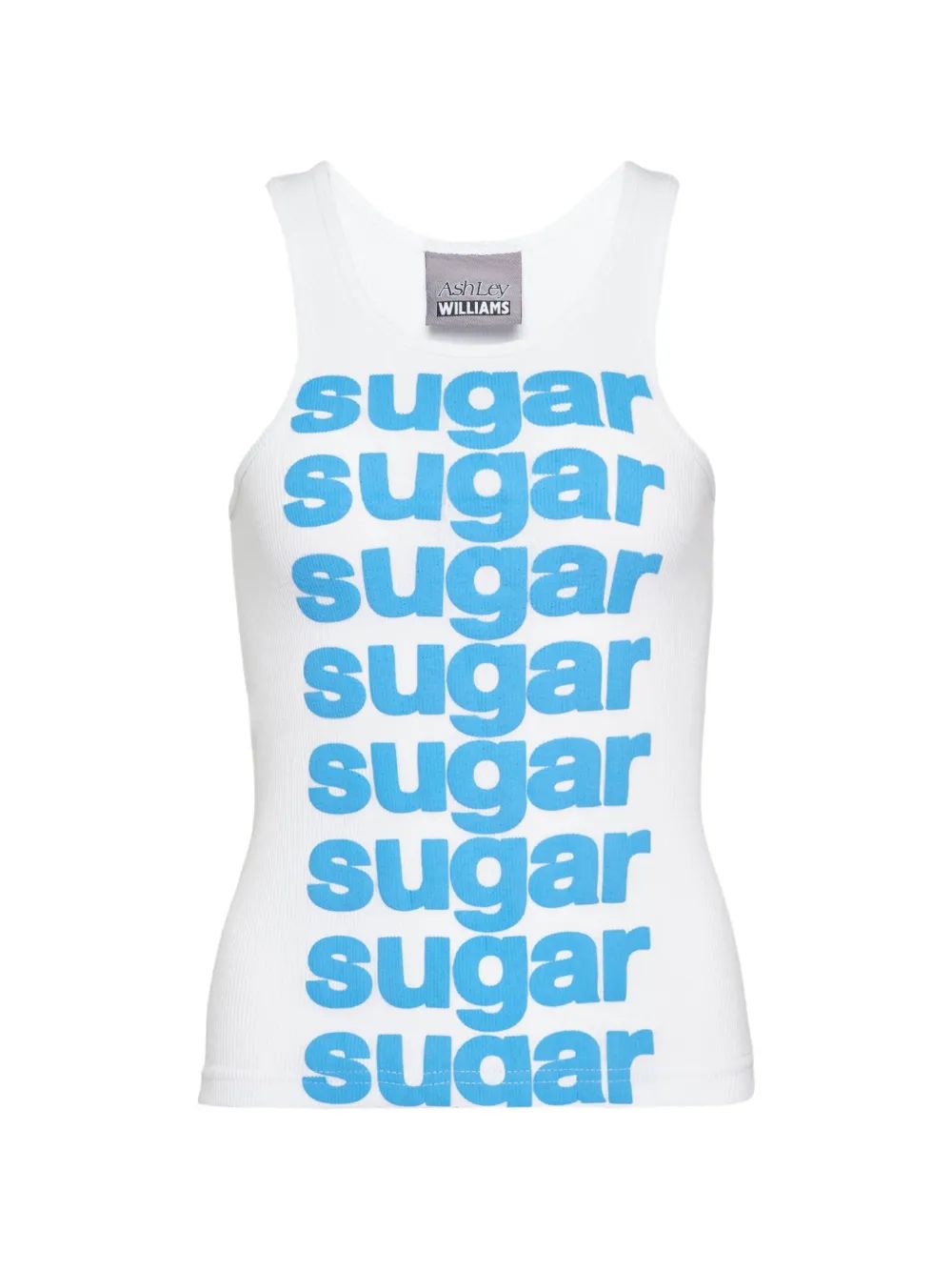 Slogan Print Ribbed Tank Top | 애슐리 윌리엄스 | FETCHING