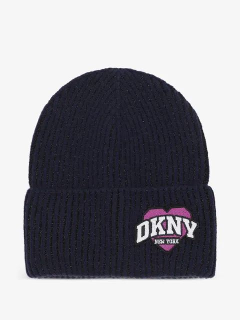 Dkny Kids 로고 패치 리브 비니 모자