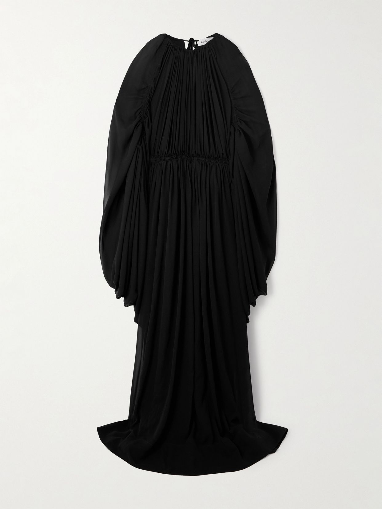 LANVIN 케이프 효과 주름 실크 시폰 가운