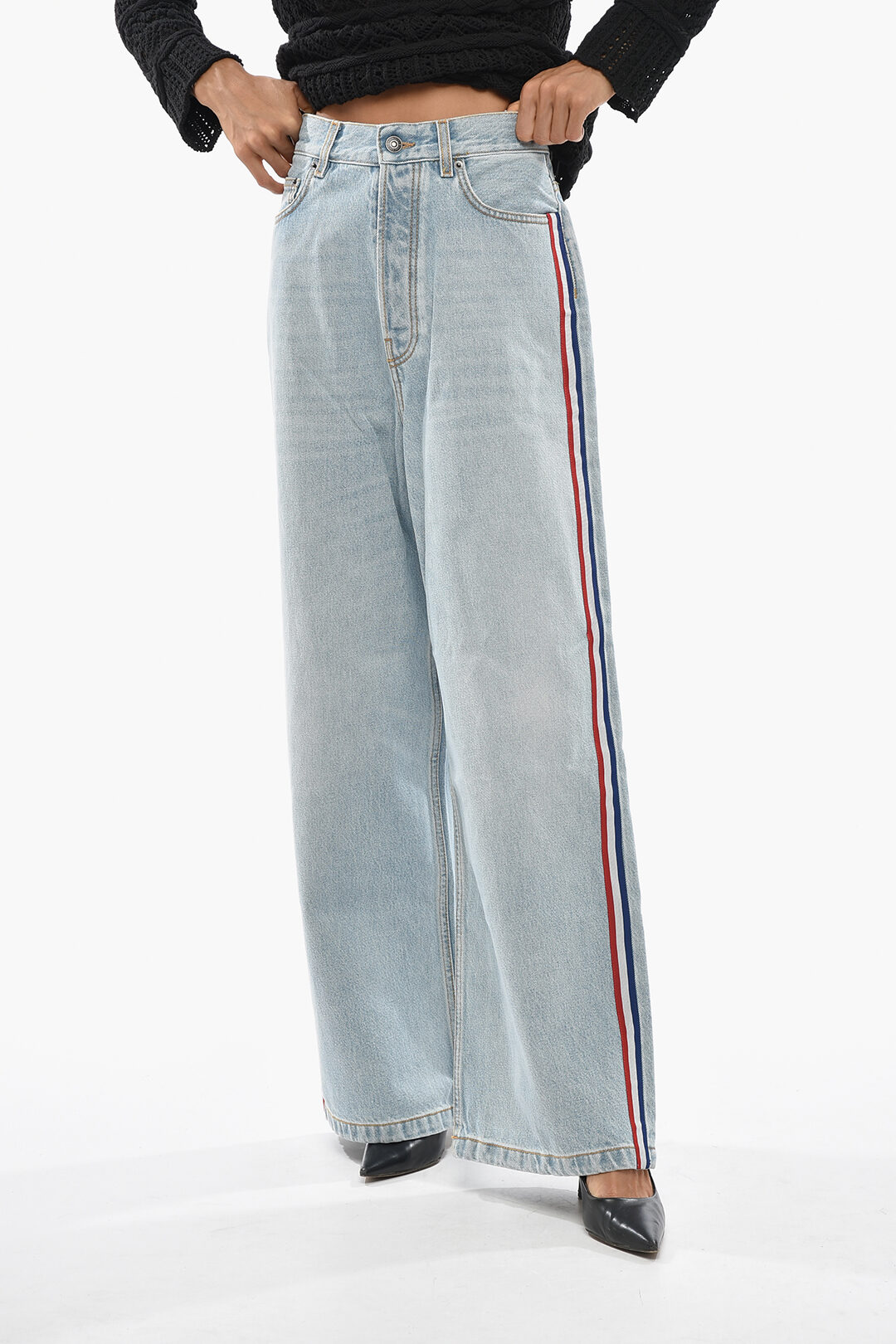 FIORUCCI 배기핏 팬츠 사이드 스트라이프 28cm