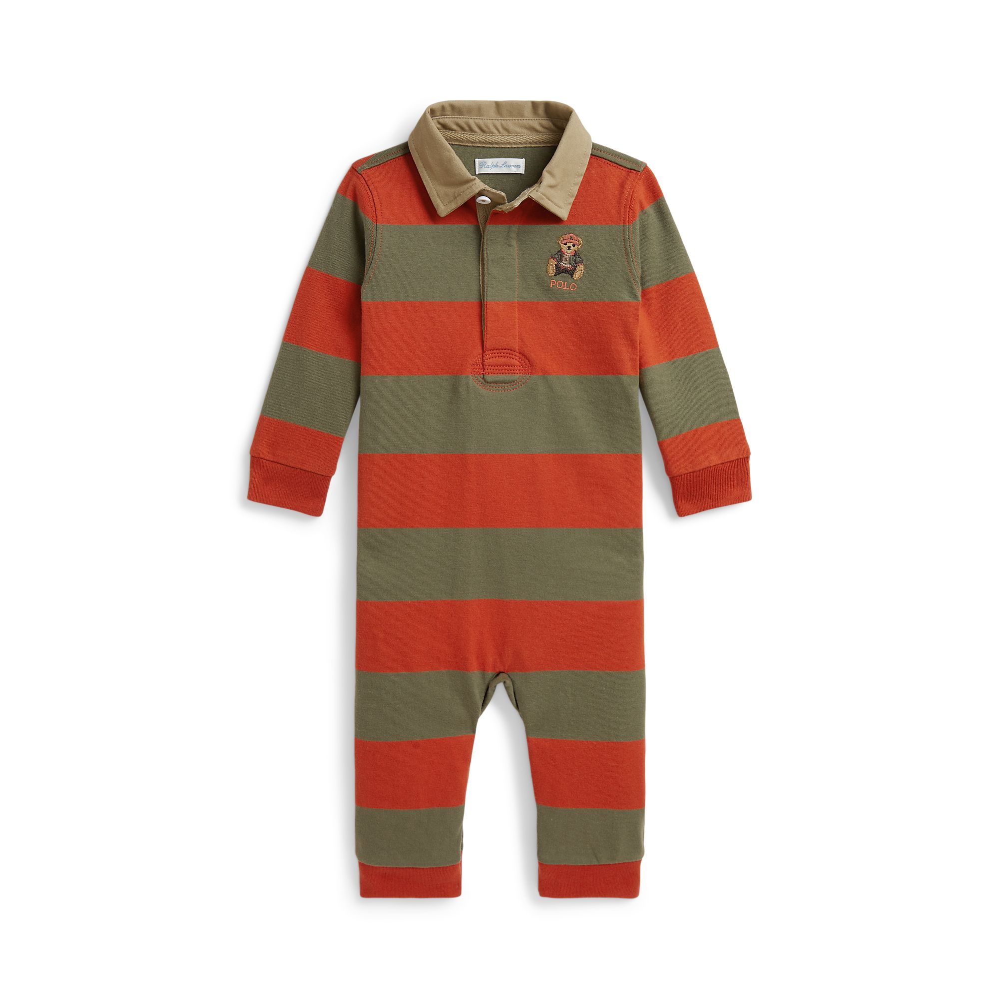Ralph Lauren Kids 커버올 바시티 오렌지 멀티