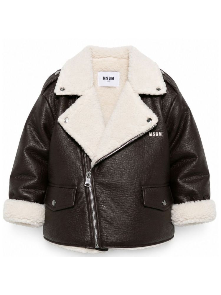 MSGM Kids 시어링 트림 집업 자켓