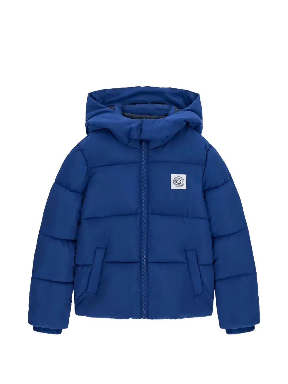 guess kids 로고 패치 후드 퍼프 자켓