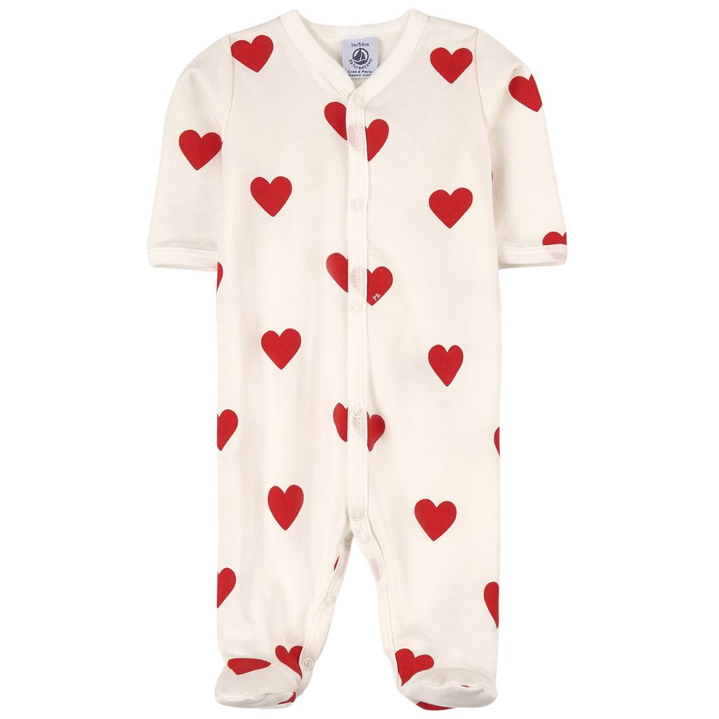 PETIT BATEAU KIDS 하트 문 베이비 보디슈트 크림