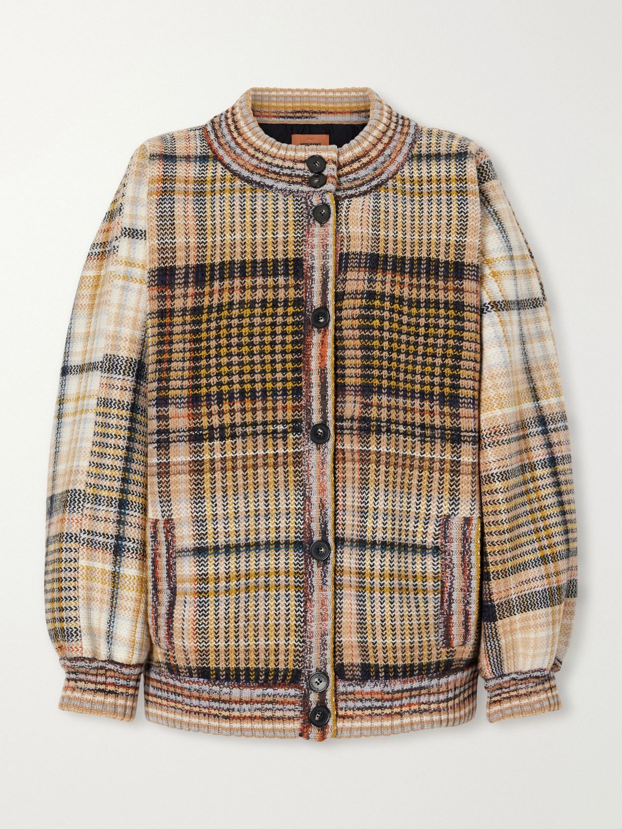 MISSONI 체크 울 패딩 봄버 자켓