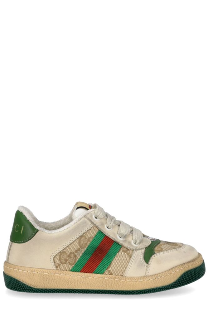Gucci Kids 스크리너 라운드 토 레이스업 스니커즈