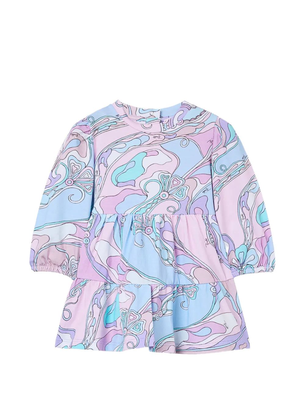 PUCCI KIDS 오르키데 프린트 티어드 미니 드레스