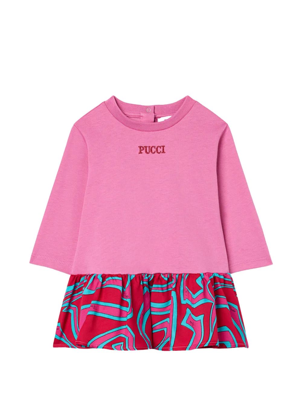 PUCCI KIDS 라비린토 프린트 러플 미니 드레스