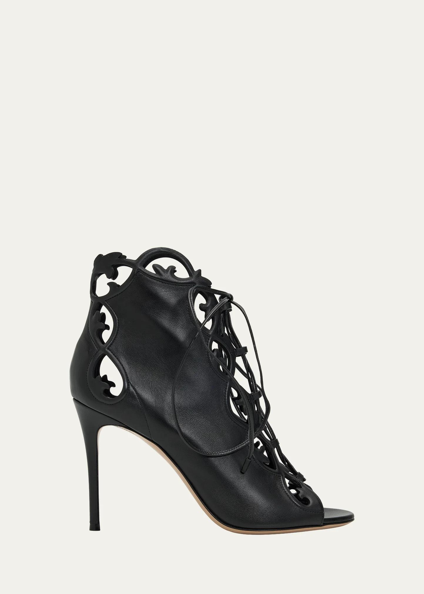 GIANVITO ROSSI 95mm 나파 가죽 레이스업 부티