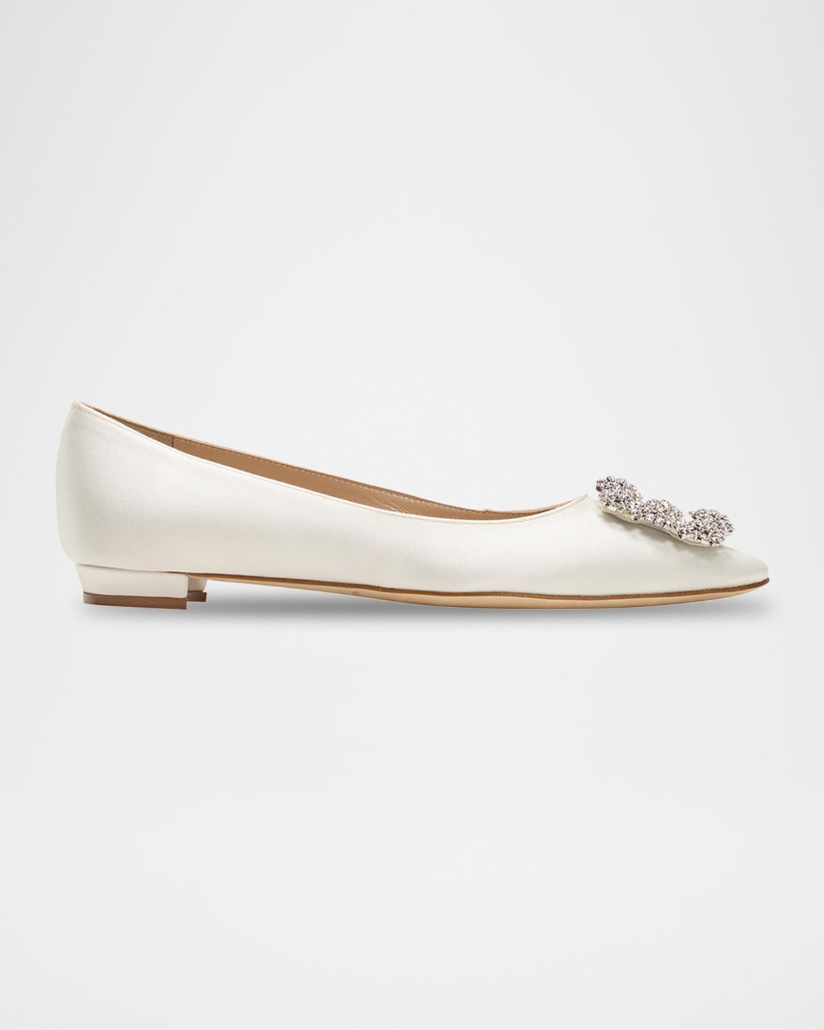 Manolo Blahnik 한기시 새틴 버클 발레리나 플랫