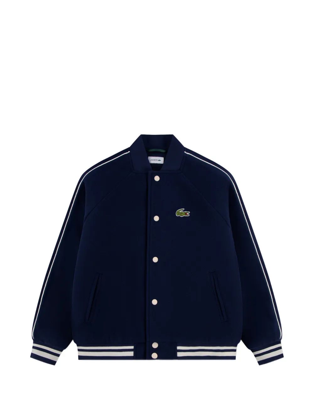 Lacoste Kids 로고 패치 스트라이프 트림 자켓