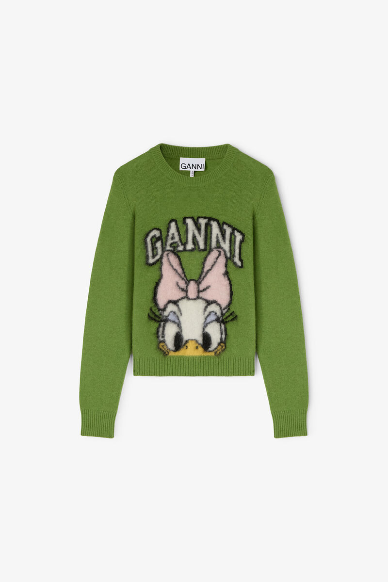 GANNI 데이지 덕 그린 브러시드 울 점퍼