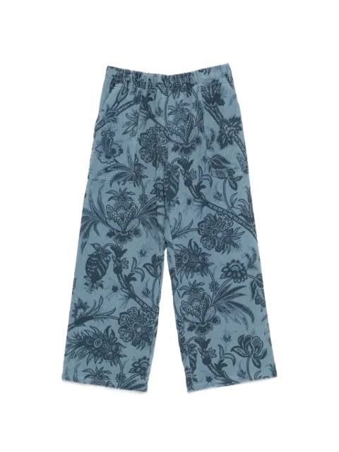 ETRO KIDS 플로럴 프린트 코듀로이 바지