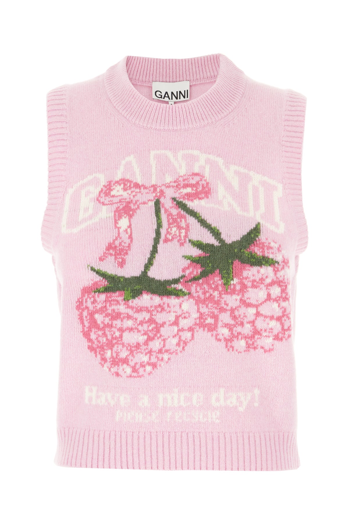 GANNI 핑크 울 블렌드 조끼