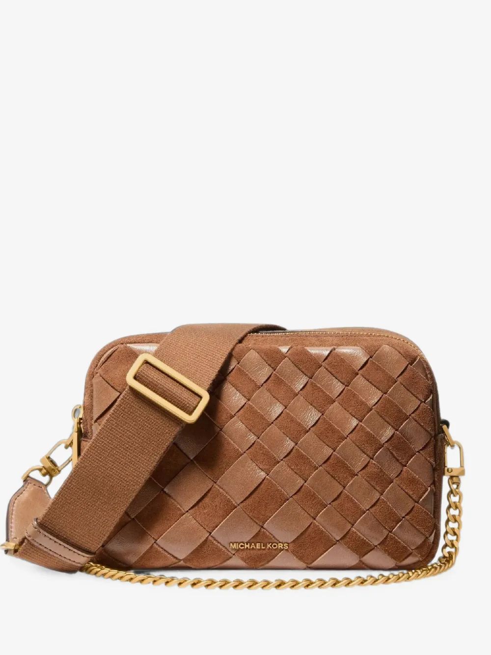 Michael Kors Kids 미디엄 브라이언트 위븐 더블 지퍼 크로스바디 백