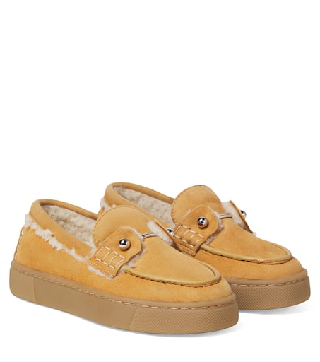 Christian Louboutin Kids 참벨리키드 시어링 라이닝 스웨이드 로퍼