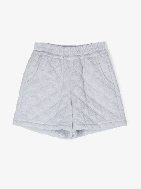 Brunello Cucinelli Kids 다이아몬드 퀼팅 버뮤다 반바지