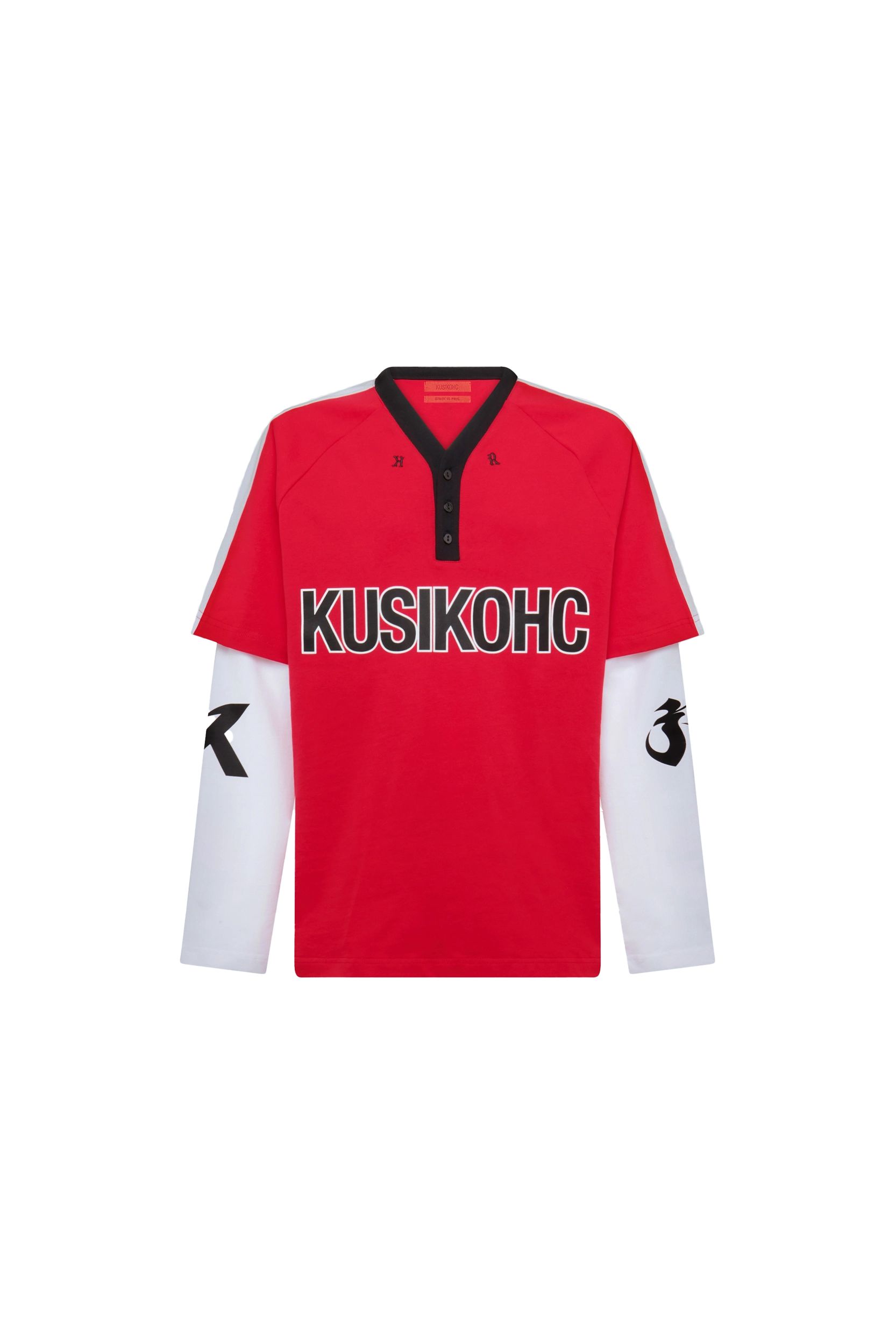 KUSIKOHC 야구 긴팔 폴로 레드